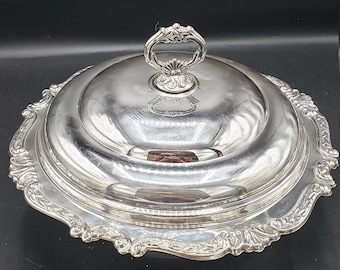 Sheridan, Taunton Silversmiths, Silverplated deep dish covered bowl, E.P. Brass