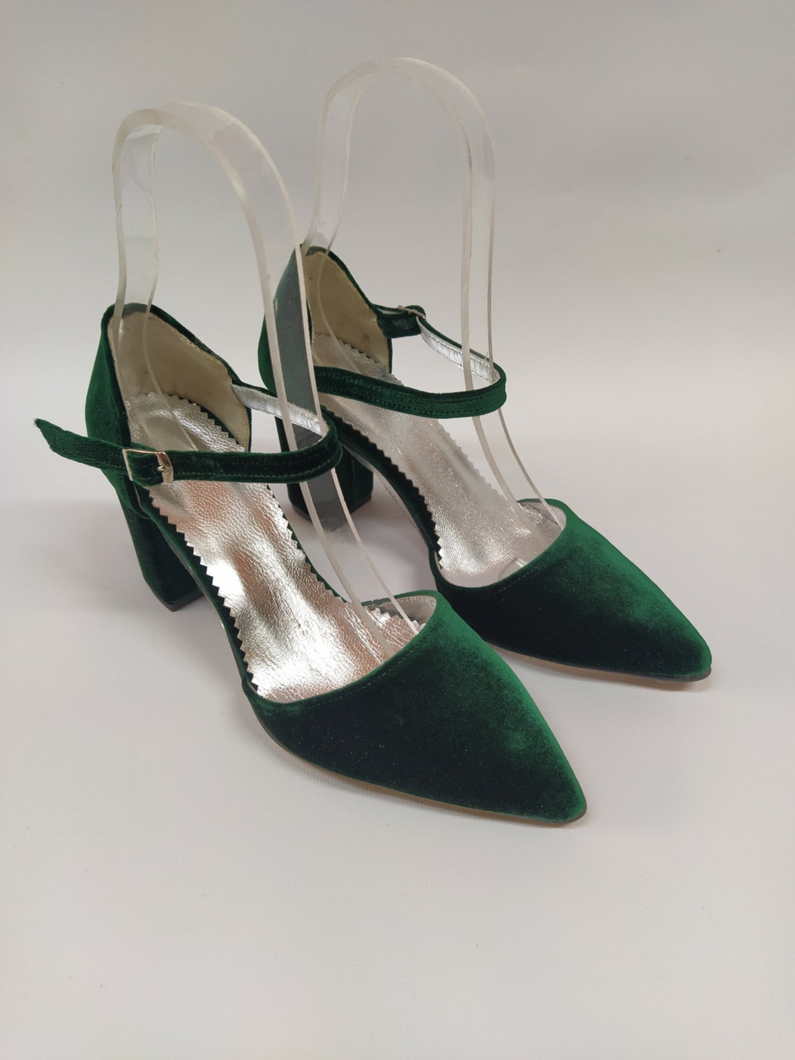 Emerald green high heels shoesClassic pumpsHandmade velvet Etsy