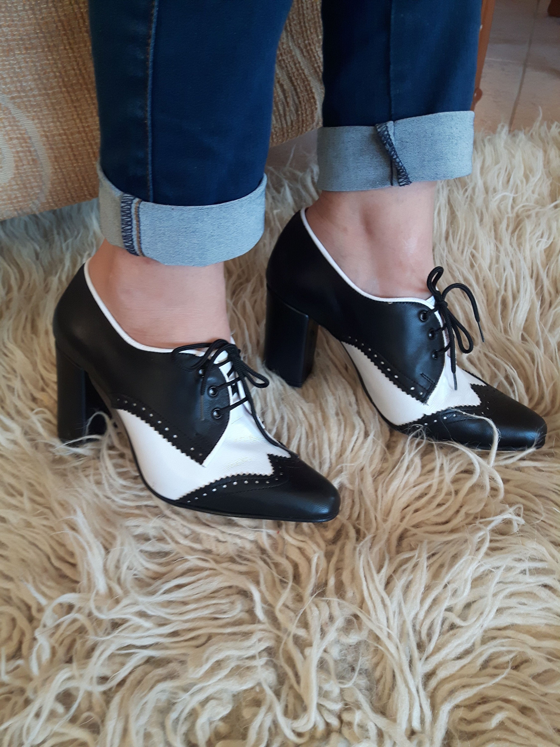 Black and White Oxford Heels - Etsy