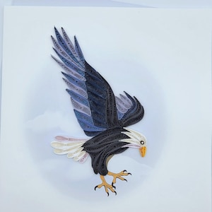 Quilling Grußkarte Adler - Einzigartige Karte - Geschenk für Vogelliebhaber, Adler Liebhaber