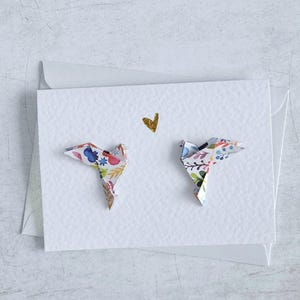 Liefdeskaart Origami Duifjes - Unieke Trouwkaart - Wenskaart voor Valentijnsdag, Verjaardag - Jubileum - Verloving