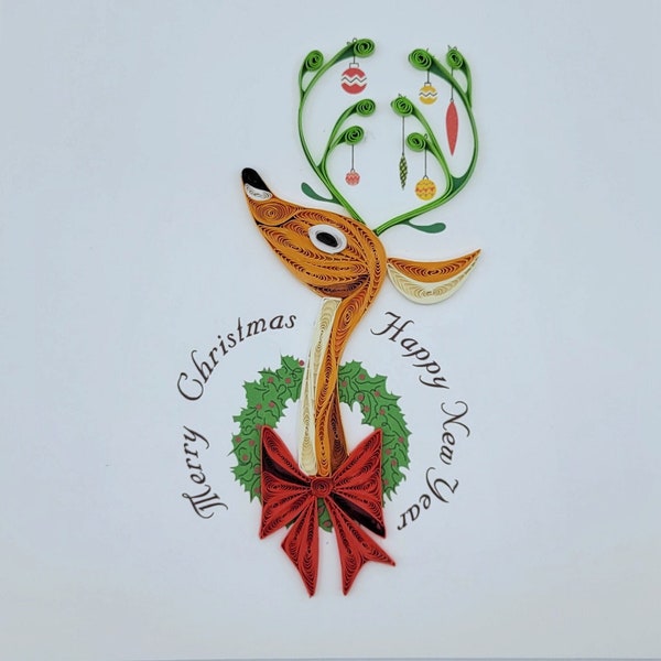 Quilling Weihnachtskarte Rentier - Frohe Weihnachten - Papierkunst
