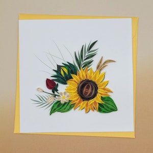 Quilling Grußkarte Sonnenblumen - Papierkunst - Einzigartige Karte