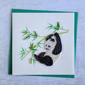Handmade Quilling Greeting Card Panda – 3D Paper Art – Loving Greeting Card for Panda Fans, Birthday Card, Unique Gift