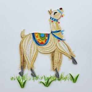 Quilling Grußkarte Glückliches Lama - Happy Alpaca