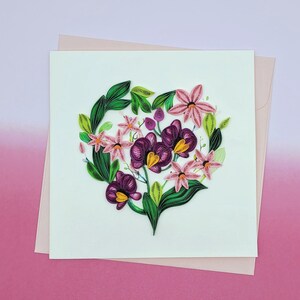Quilling Grußkarte Orchidee - Orchideenkranz - Herzkranz - Geschenk für Orchideen Liebhaber, Pflanzenliebhaber