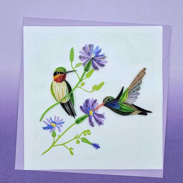 Quilling Grußkarte 2 Kolibris - Handmade Card - Papierkunst