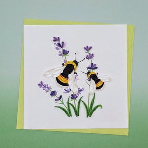 Biglietto di auguri quilling api e lavanda - regali per amici delle api, amanti della natura