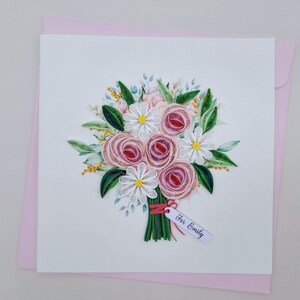 Personalisierte Grußkarte Quilling Blumenstrauß - Papierkunst- Einzigartige Geburtstagskarte, Muttertagskarte, ...
