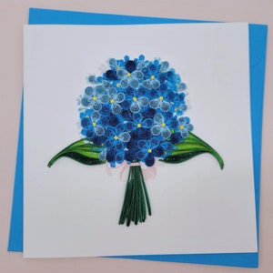 Quilling Grußkarte Hortensien 2 - Hortensienstrauß - Papierkunst - Einzigartige Karte für Sie, für Mutter, Oma, Blumenliebhaber
