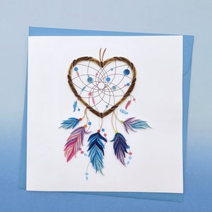 Biglietto d'auguri quilling acchiappasogni - arte della carta - biglietto d'auguri per lei, per ragazze