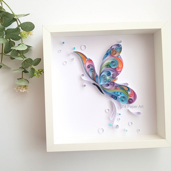 Quilling papillon "Grandir" art papier - décoration murale - cadeau