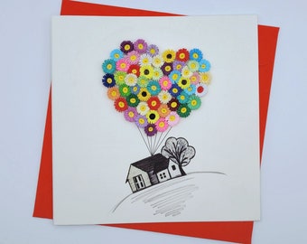 Quilling greeting card home - love house - home of love - paper art