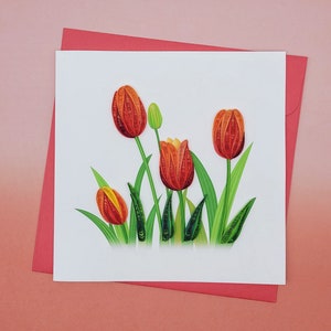 Quilling greeting card tulips - paper art