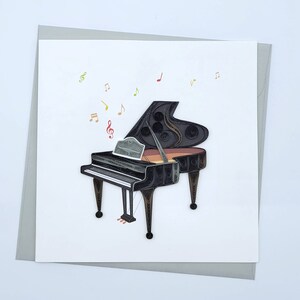 Tarjeta de felicitación con filigrana de instrumento musical - Piano con filigrana - Arte en papel - Regalo para pianistas, músicos y pianistas