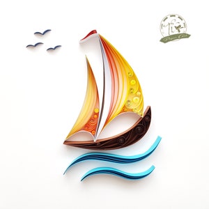 Immagine quilling Arte della carta per barche a vela - decorazione murale - regalo
