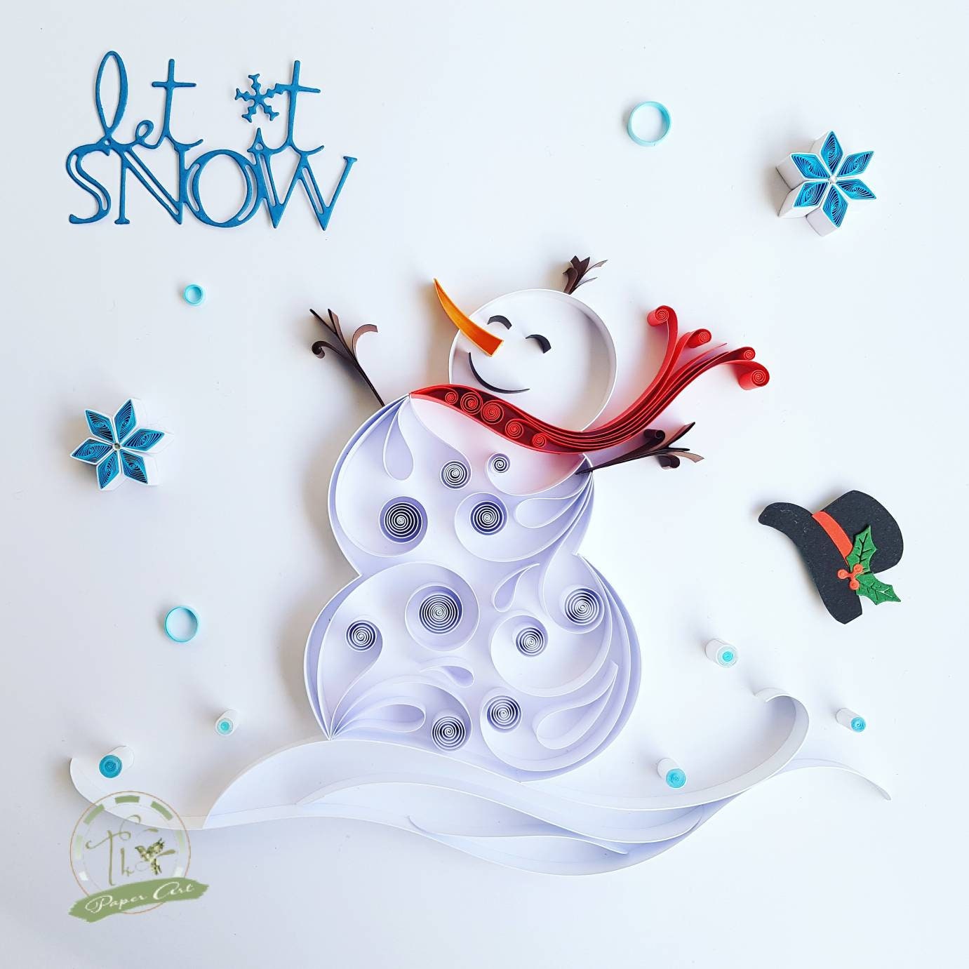 Quilling Picture Snowman Paper Art Wall Decor Gift Etsy