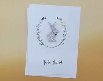 Carte de Pâques origami Lapin - Lapin Gentleman - Joyeuses Pâques