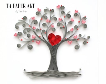 Quilling tree of love with frame, Tree of love, paper art - wall decoration - wedding gift,