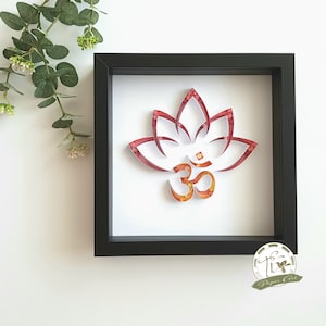 Quadro quilling OM Lotus Yoga con cornice, arte della carta - decorazione murale - regalo