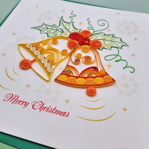 Quilling Weihnachtskarte Weihnachtsglocken - Jingle Bell - Einzigartige Weihnachtskarte - Papierkunst