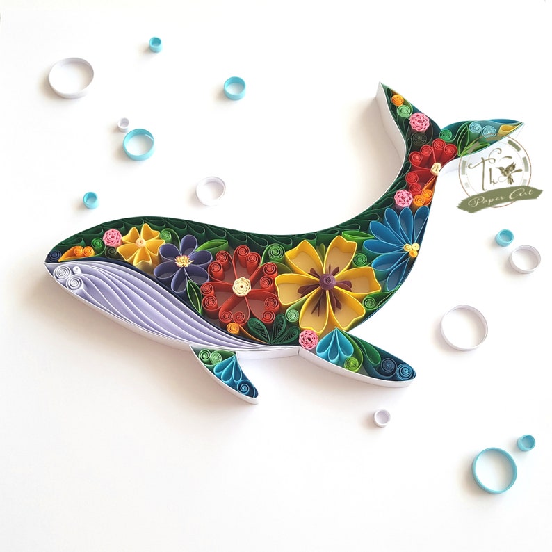 Quilling Picture Flower Whale Paper Art Wall Decor Gift Etsy
