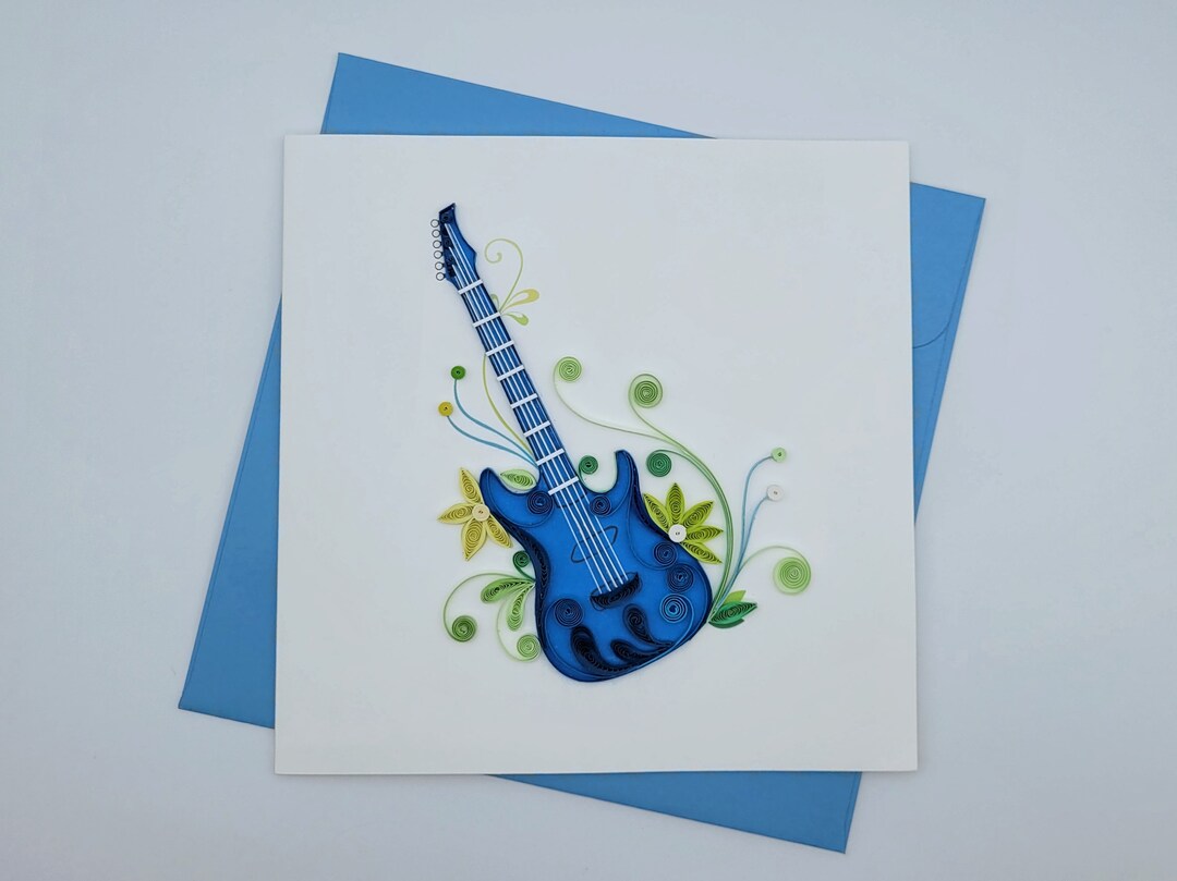 Quilling Greeting Card Instrument Guitar Paper Art Etsy