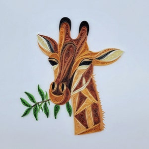 Tarjeta de felicitación Quilling Jirafa - Tarjeta hecha a mano - Arte de papel