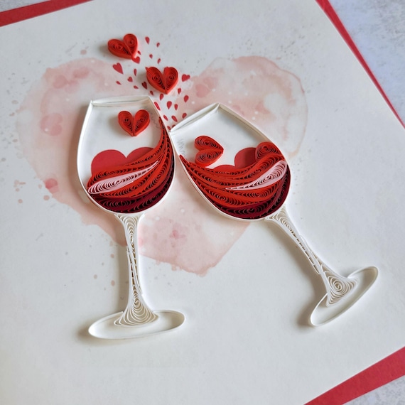KingKraft Biglietto D'Auguri Quilling A Mano Con Cardinali – Per Anniversario, Matrimonio, Festa Della Mamma – Fatto Con Carta Ecologica - 4