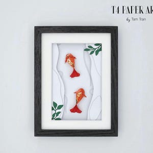Pesce Koi origami 3D con cornice - Regalo unico per compleanno, inaugurazione della casa, matrimonio - Anniversario di carta