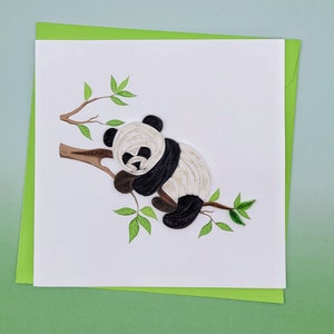 Carte de vœux en quilling Panda - Paper Art - Carte de vœux unique pour les amoureux des pandas