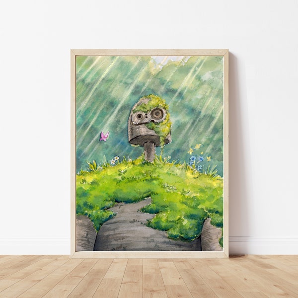 2-Castle In The Sky Art Print | Studio Ghibli watercolor poster art | Landscape home wall decor | anime lover gift | Hayao Miyazaki art