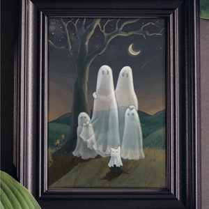 Cute Ghost Family Fine Art Print Fun Halloween Decor for Families Wall ...