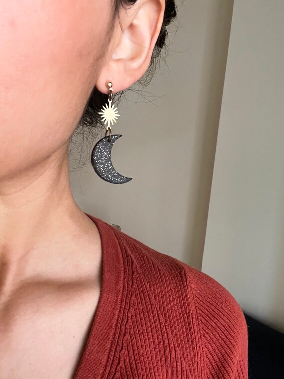 Moon and Stars Polymer Clay Earrings Etsy Australia