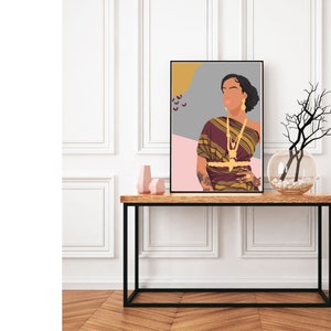 Hand Draw Beautiful wall art,  Somali girl, Somali icon and culture, Digital printable, Hidiyo Dhaqan, Somali Guntiino, home & office decor