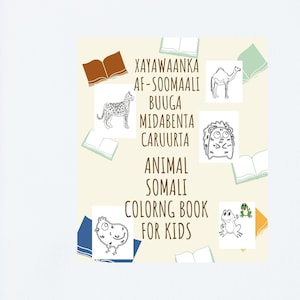 28 Somali Animal Coloring Book, Somali Language , Kids Gift, Birthday activity, kids printable activities, Animal Somali Colroing  Sheets