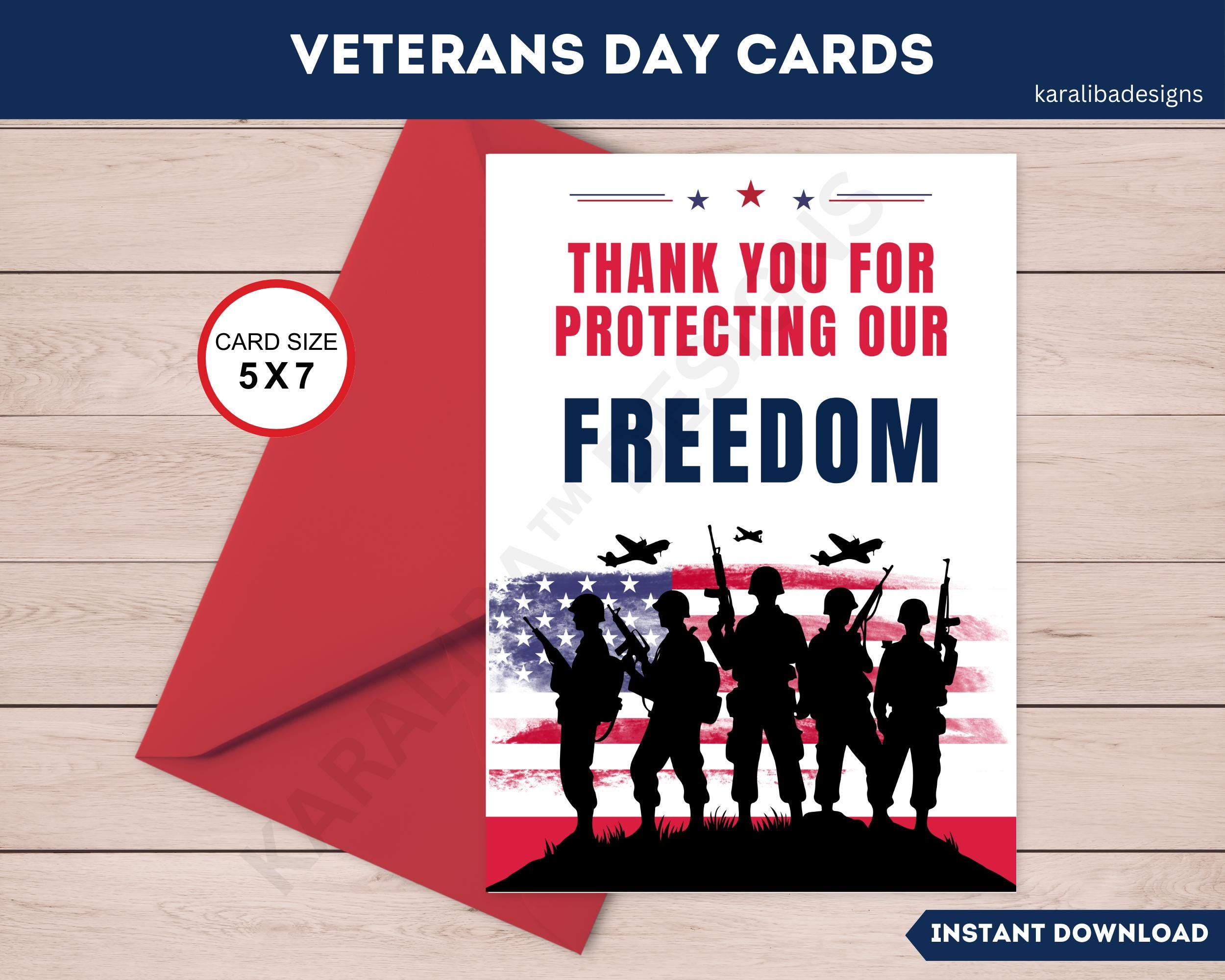 Printable Veterans Day Greeting Card Bundle – 9 Patriotic Designs ...