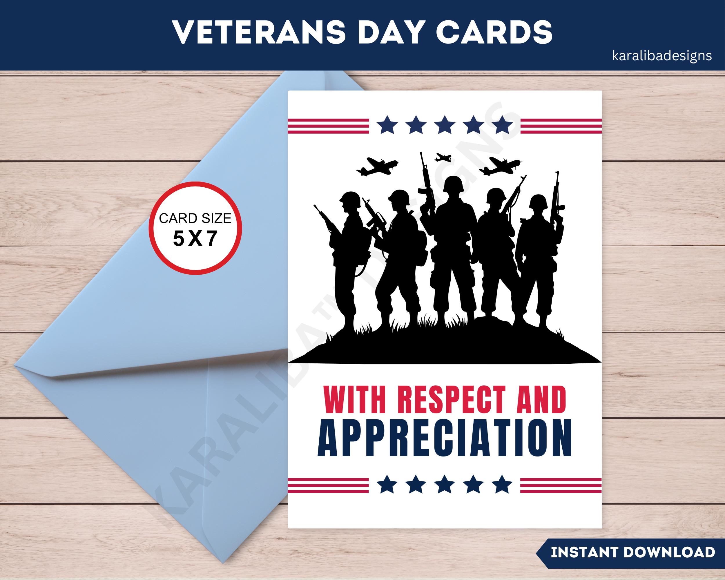 Printable Veterans Day Greeting Card Bundle – 9 Patriotic Designs ...