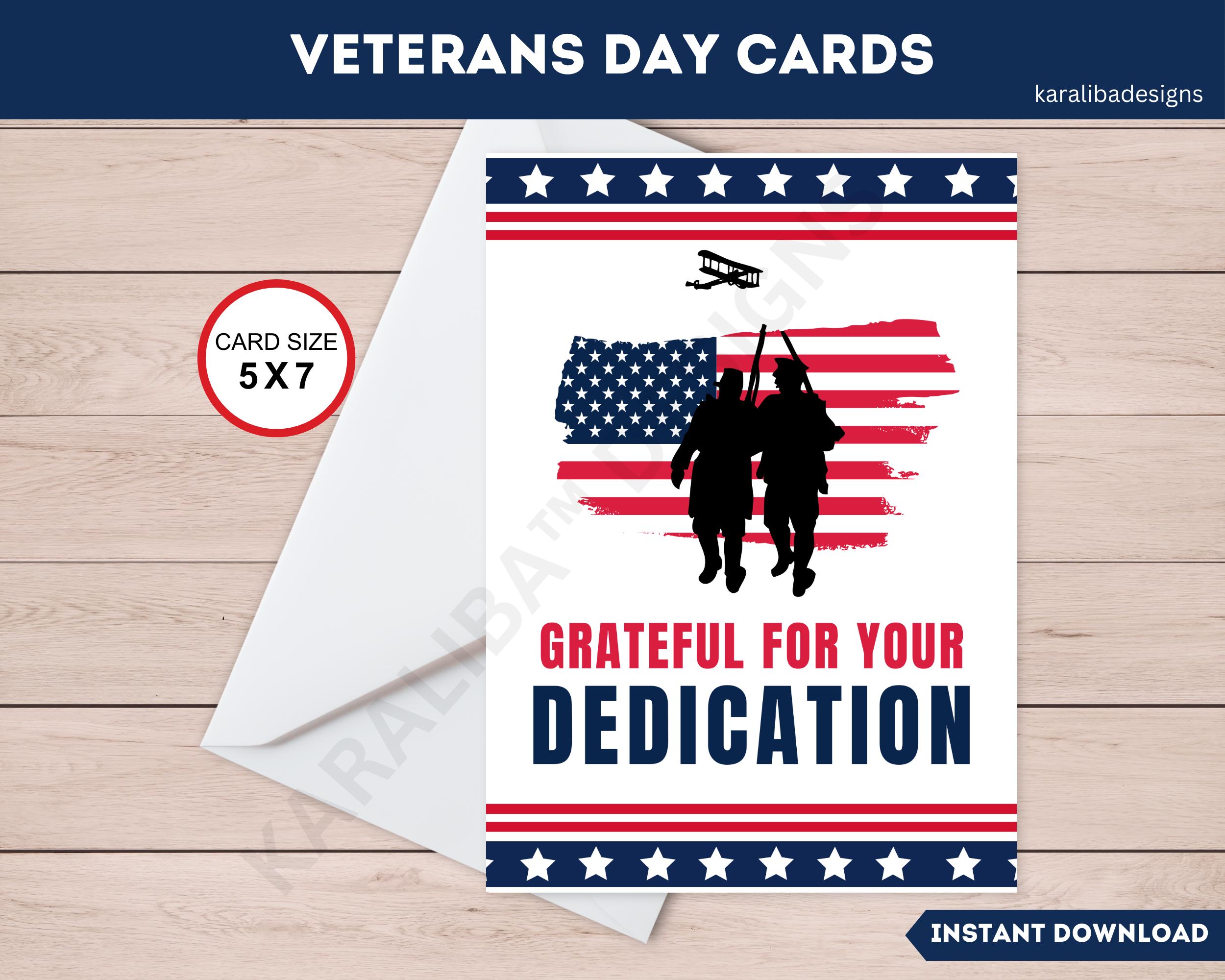 Printable Veterans Day Greeting Card Bundle – 9 Patriotic Designs ...