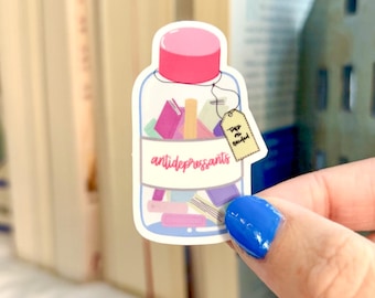 Antidepressants Book Sticker | Book Lover Vinyl Decal for e-Readers, Journals, Laptops & Water Bottles