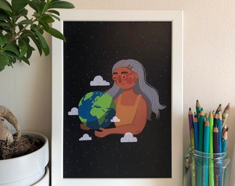 Mother Earth art print | earth illustration