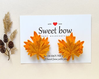 Fall Maple Leaf Hair Clip/Orange Felt Mini Leaf Newborn Headband