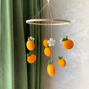 Clementine Baby Mobile, Felt Orange Crib Mobile Nursery Decor