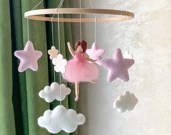 Ballerina Baby Mobile, Nursery Crib Mobile Girl