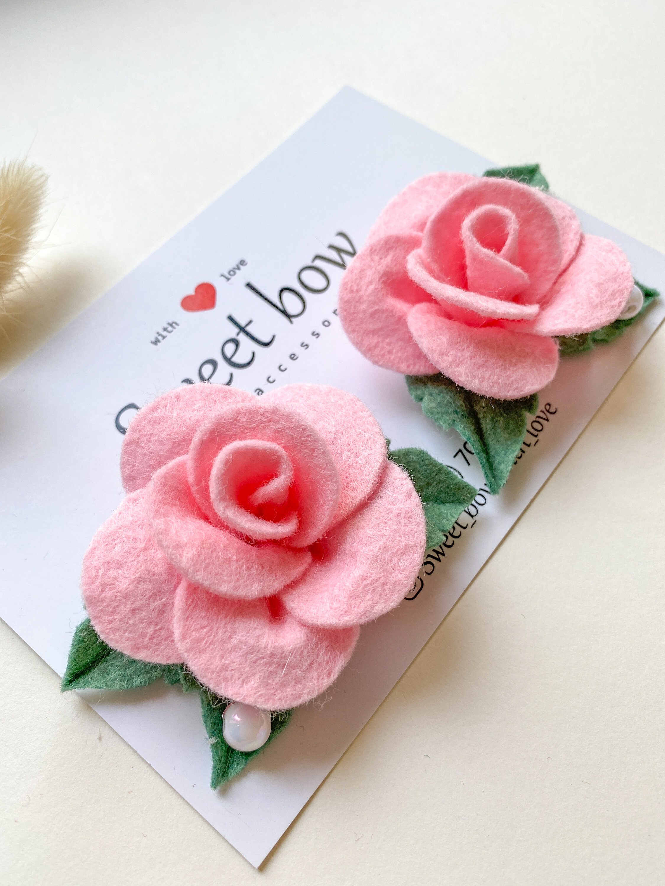 Pink Rose Felt Flower Headband or Hair Clips/Rose Hair Etsy