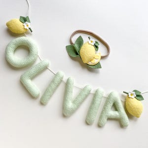 Personalized Felt Lemon Name Banner Garland Nursery Decor