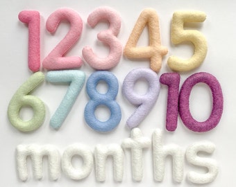 Felt Milestone Numbers, Custom Colors, Baby Monthly Milestone