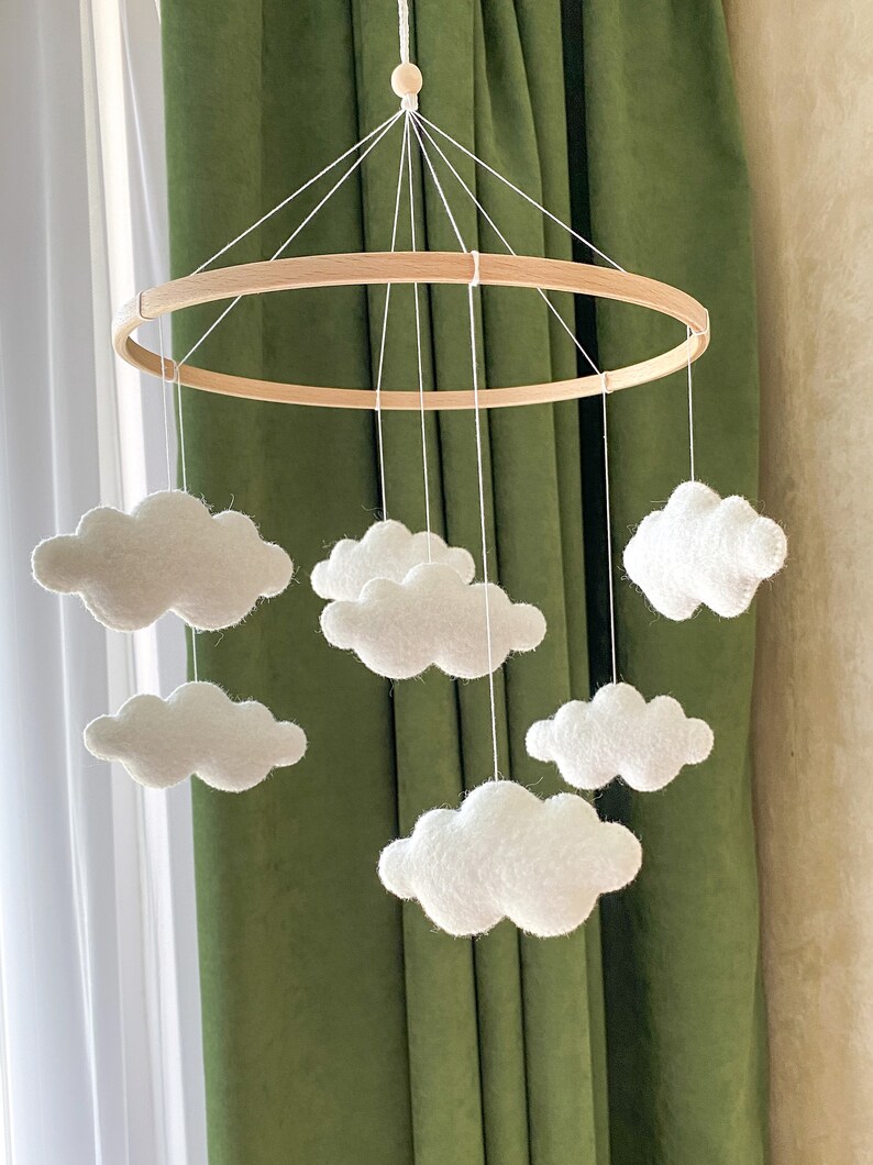 Felt Cloud Baby Mobile Cloud Crib Mobile Nursery Decor Etsy