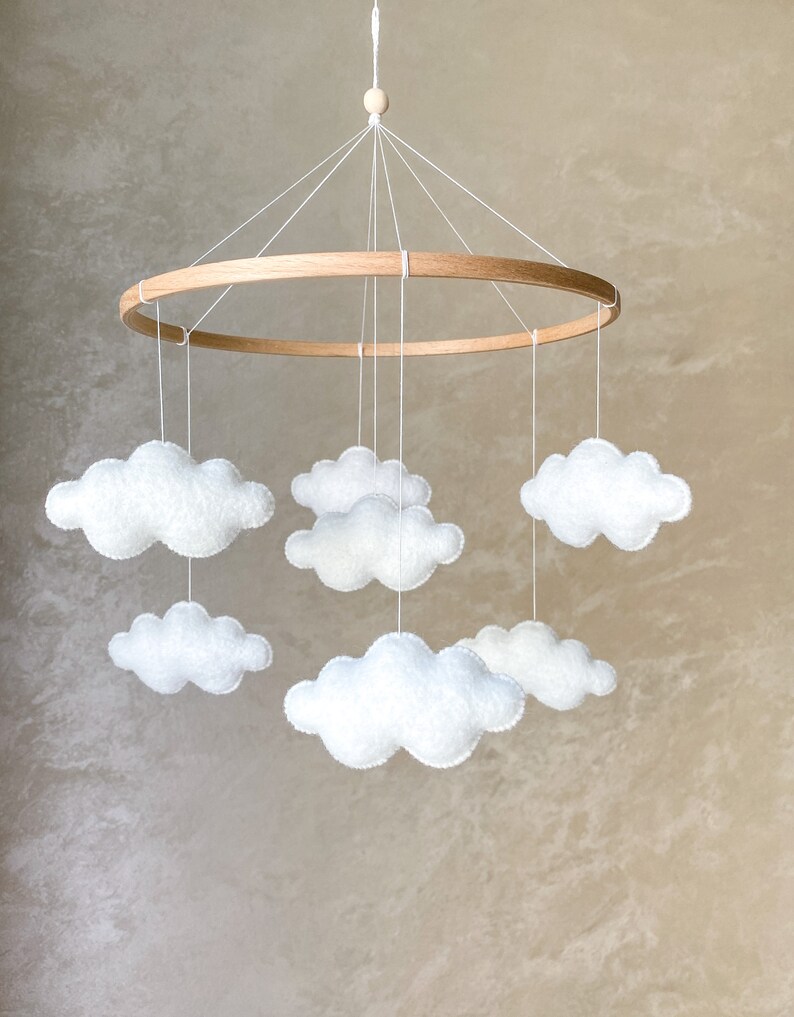 Felt Cloud Baby Mobile Cloud Crib Mobile Nursery Decor Etsy