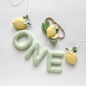 Lemon High Chair Banner, Felt Lemon First Birthday Garland